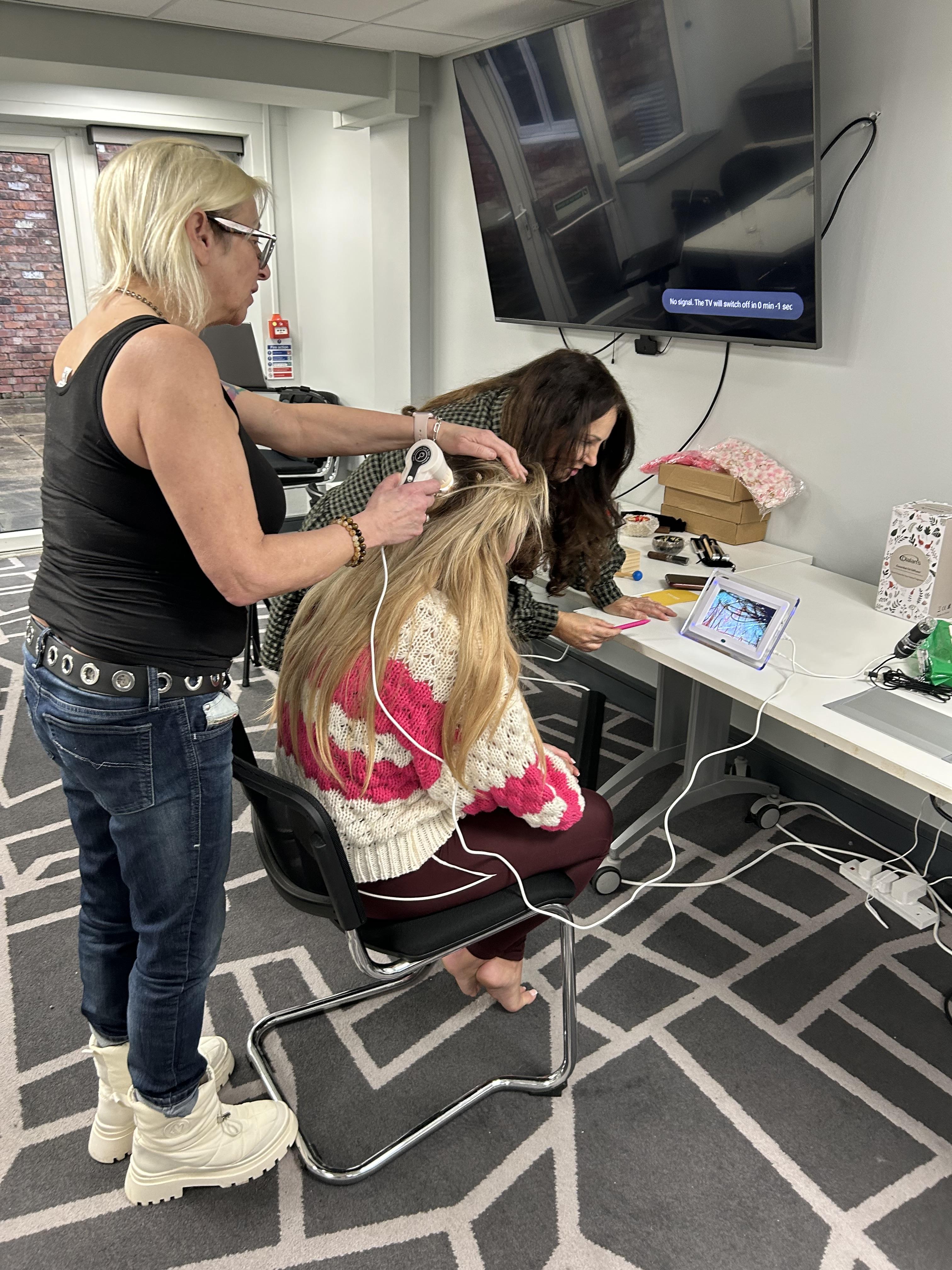 Student completing practical scalp and hair techniques during Head Spa training