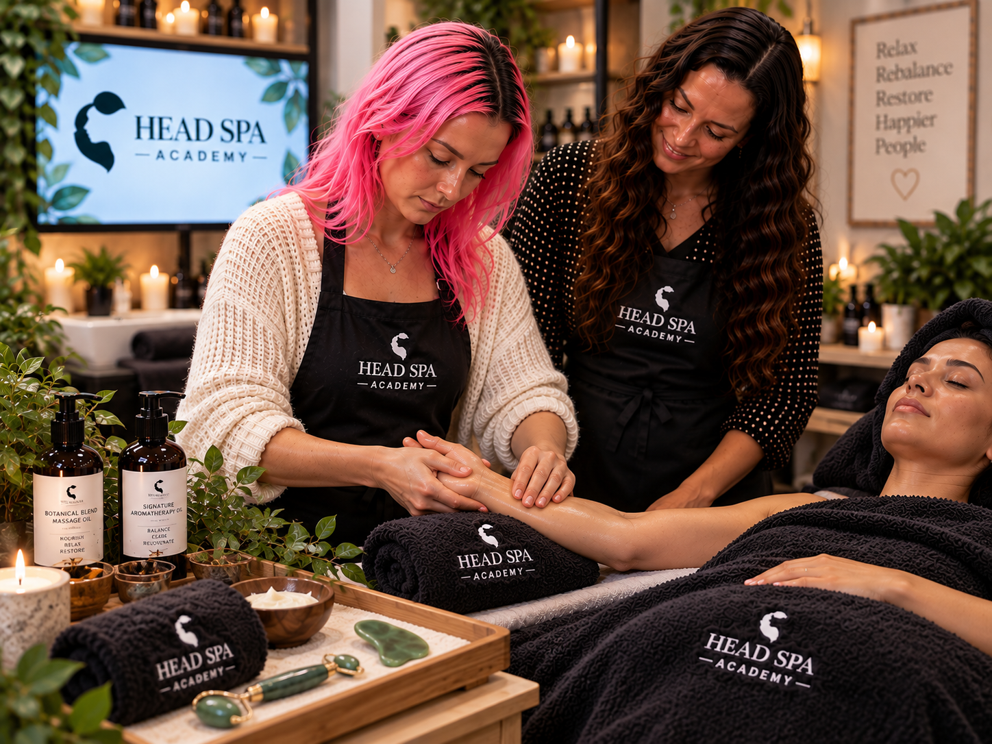 Head Spa Therapy Course Manchester UK Head Spa therapy course in Manchester providing hands-on treatment training and practical skills for students wanting to offer a complete professional Head Spa service. Hands-on Head Spa therapy course and practical treatment training in Manchester