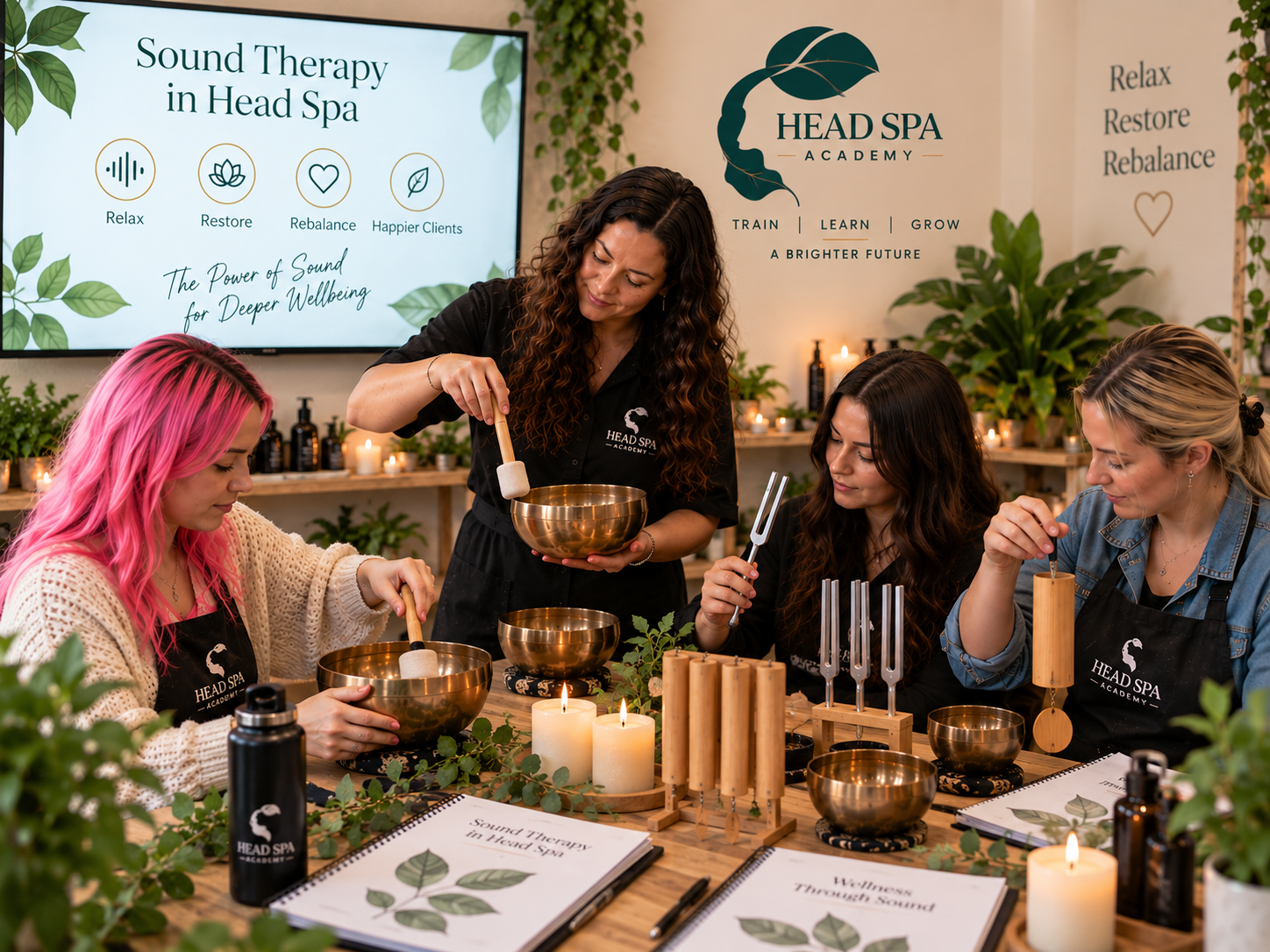 Holistic Head Spa Training UK Holistic Head Spa training for students wanting to provide a premium wellness-focused Head Spa treatment, with guided practical tuition and specialist therapy techniques. Students completing holistic Head Spa training on a professional UK course